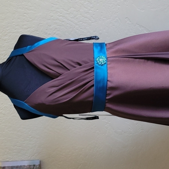 Alfred Angelo Espresso Teal Espresso Halter Ball Gown 10 - Picture 3 of 9